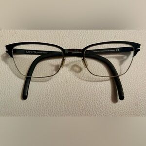 MYKITA Decades Betty Eyeglasses Silver and Black Eyewear COL052 Retro Cateye